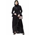 Designer black polka dotted frilled abaya Designer black polka dotted frilled abaya